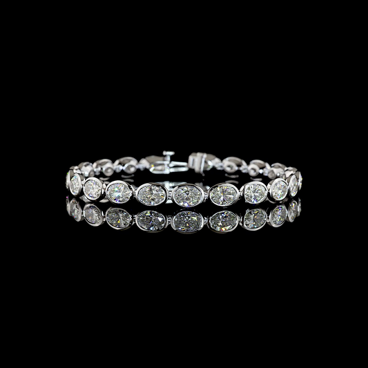 16.64 CTTW Oval Lab Diamond Tennis Bracelet (E Color and VS1 Clarity)