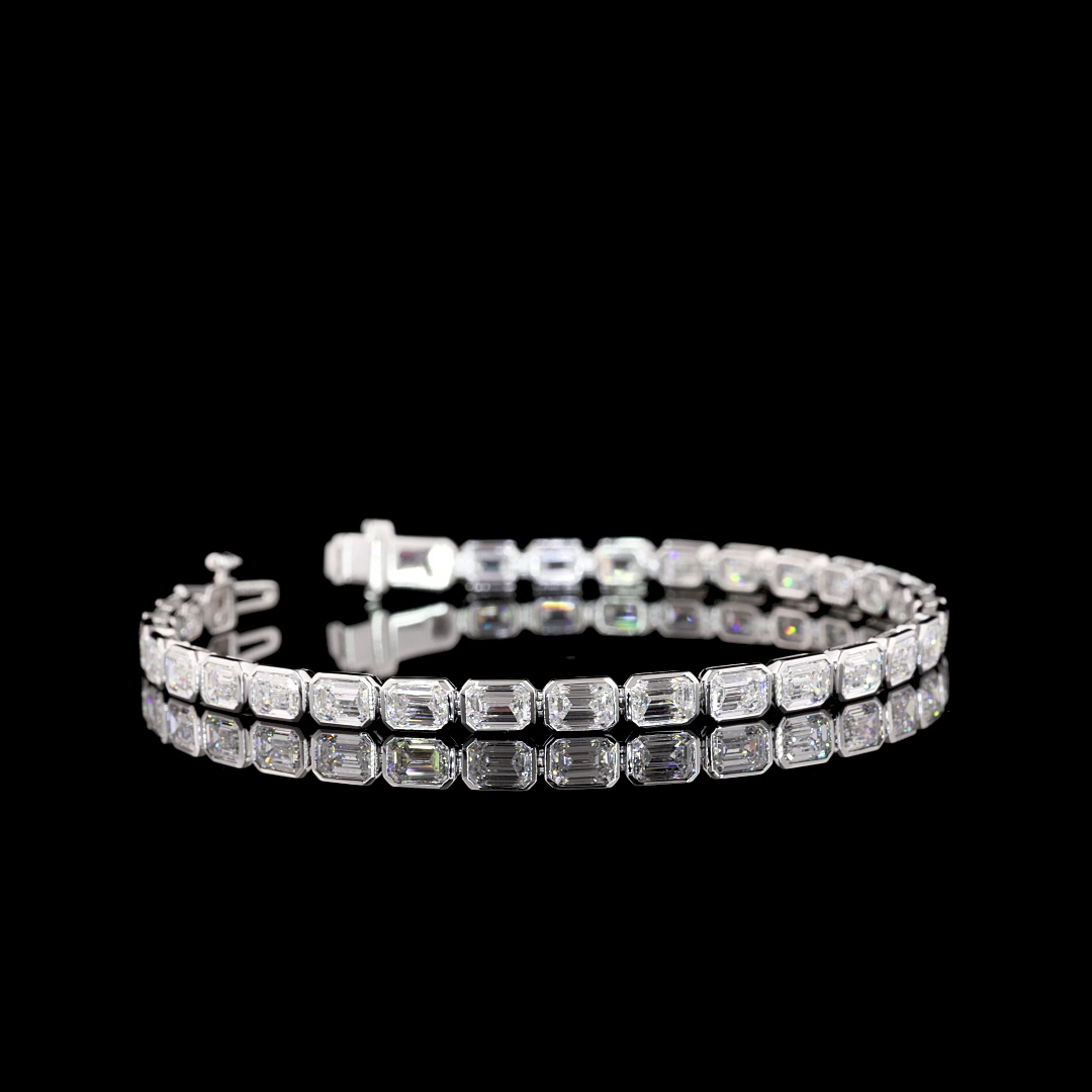 14k White Gold Lab Diamond Emerald 9.41 CTTW Tennis Bracelet 7" E VVS2 jewelry-spot-usa