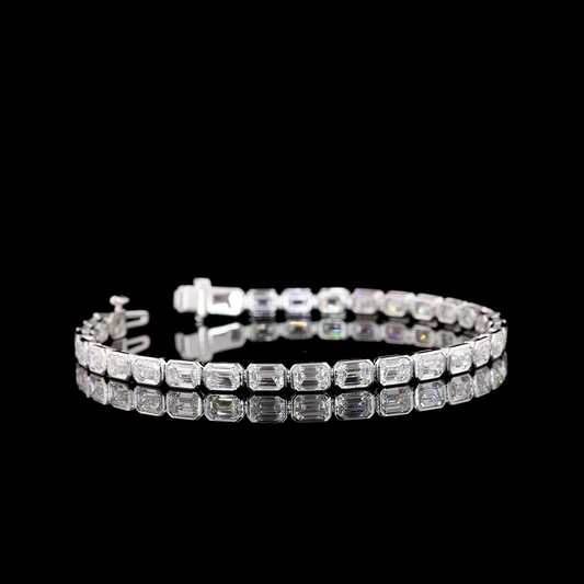 14k White Gold Lab Diamond Emerald 9.41 CTTW Tennis Bracelet 7" E VVS2 jewelry-spot-usa
