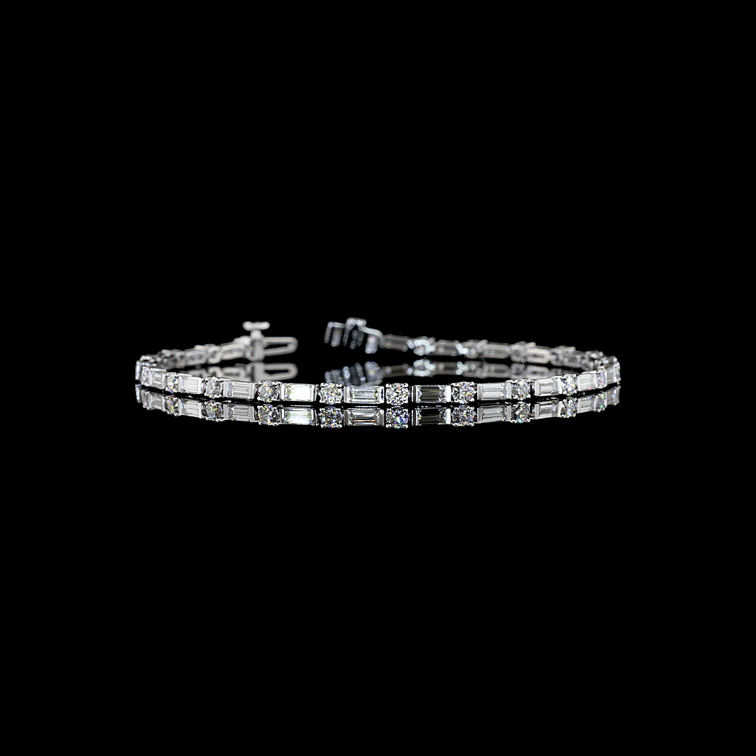 3.77 CTTW Baguette Lab Diamond Tennis Bracelet (E Color and VS1 Clarity)