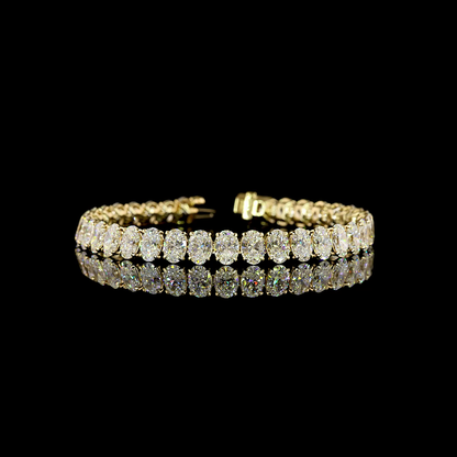 21.74 CTTW Oval Lab Diamond Tennis Bracelet (E Color and VS1 Clarity)