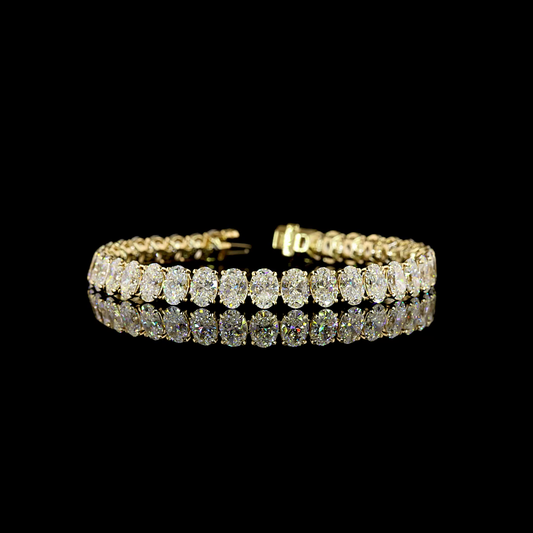 21.74 CTTW Oval Lab Diamond Tennis Bracelet (E Color and VS1 Clarity)