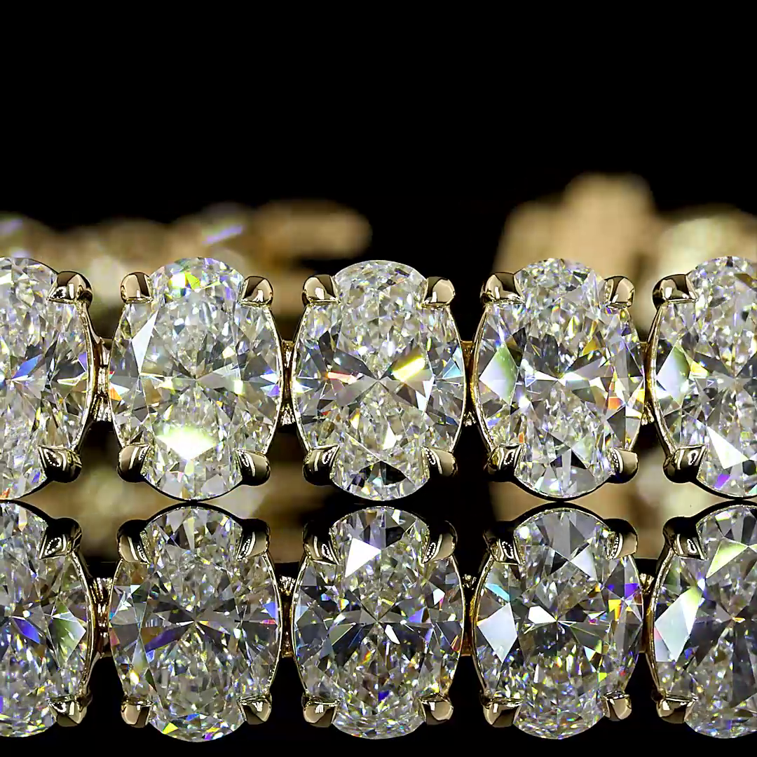 21.74 CTTW Oval Lab Diamond Tennis Bracelet (E Color and VS1 Clarity)