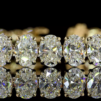 21.74 CTTW Oval Lab Diamond Tennis Bracelet (E Color and VS1 Clarity)