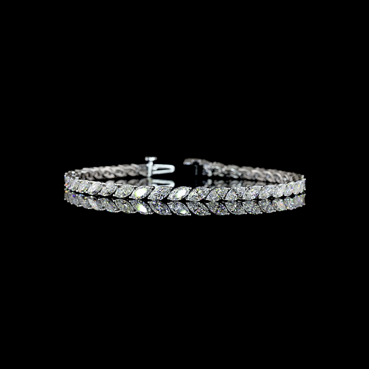 7.17 CTTW Marquise Lab Grown Diamond Tennis Bracelet 7" (E Color and VS1 Clarity)