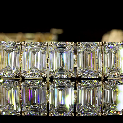 36.61 CTTW Emerald Lab Diamond Tennis Bracelet (F Color and VS1 Clarity)