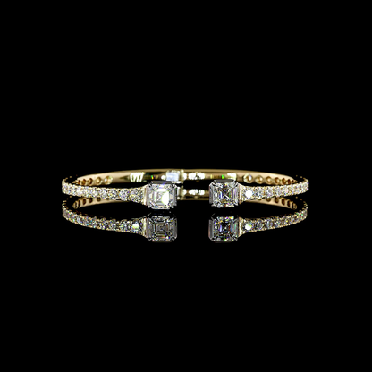 6.33 CTTW Asscher Lab Grown Diamond Bangles Bracelet (F Color and VVS2 Clarity)