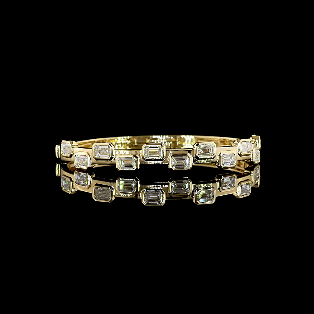 5.86 CTTW Emerald Lab Grown Diamond Bangles Bracelet (F Color and VS1 Clarity)