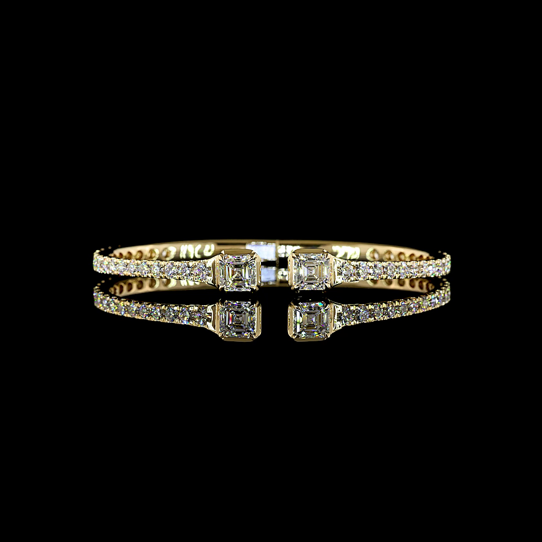 6.25 CTTW Asscher Lab Grown Diamond Bangles Bracelet (E Color and VS1 Clarity)