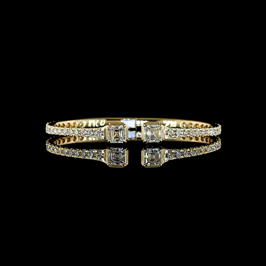6.25 CTTW Asscher Lab Grown Diamond Bangles Bracelet (E Color and VS1 Clarity)