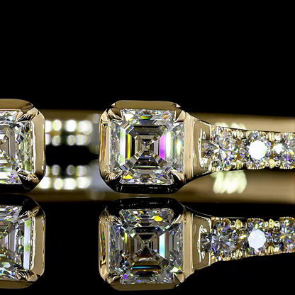 6.25 CTTW Asscher Lab Grown Diamond Bangles Bracelet (E Color and VS1 Clarity)