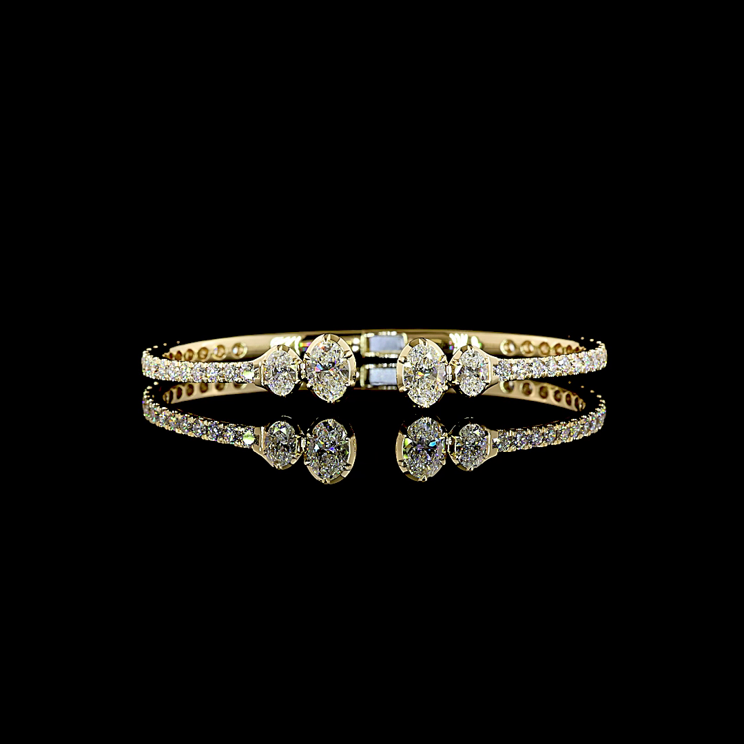 5.96 CTTW Oval Lab Grown Diamond Bangles Bracelet (E Color and VS1 Clarity)