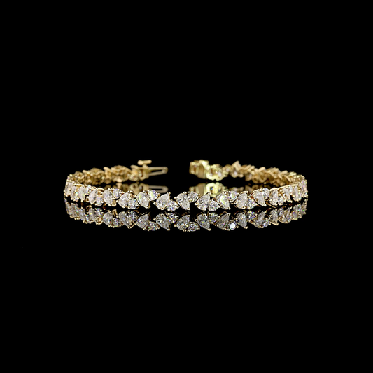 6.04 CTTW Pear Lab Grown Diamond Tennis Bracelet 7" (E Color and VS1 Clarity)