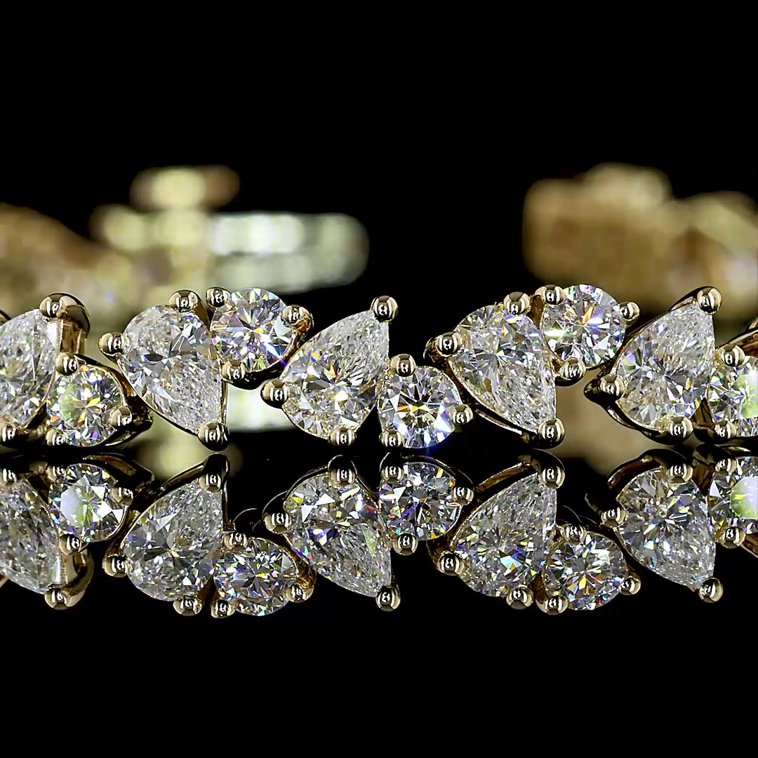 6.04 CTTW Pear Lab Grown Diamond Tennis Bracelet 7" (E Color and VS1 Clarity)