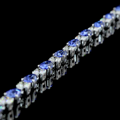 2.03 CTTW Pear Lab Grown Diamond Station Bracelet 7" (Blue Color and VS2 Clarity)