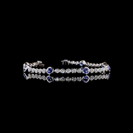 2.31 CTTW Round Lab Grown Diamond Riviera Bracelet 6.5" (Blue Color and VS2 Clarity)