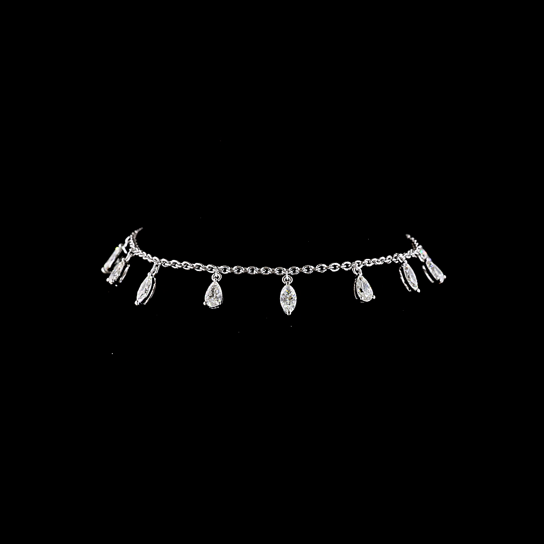 2.05 CTTW Pear Lab Grown Diamond Station Bracelet 7" (E Color and VS1 Clarity)