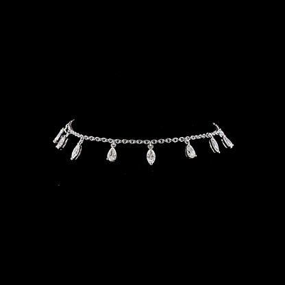 2.05 CTTW Pear Lab Grown Diamond Station Bracelet 7" (E Color and VS1 Clarity)