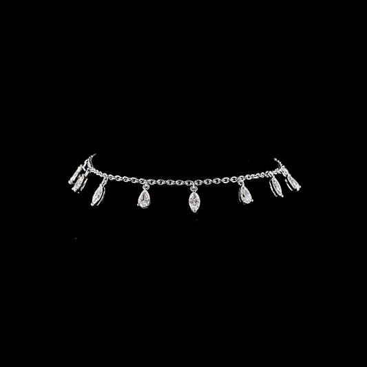2.05 CTTW Pear Lab Grown Diamond Station Bracelet 7" (E Color and VS1 Clarity)
