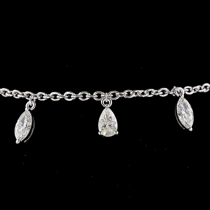 2.05 CTTW Pear Lab Grown Diamond Station Bracelet 7" (E Color and VS1 Clarity)