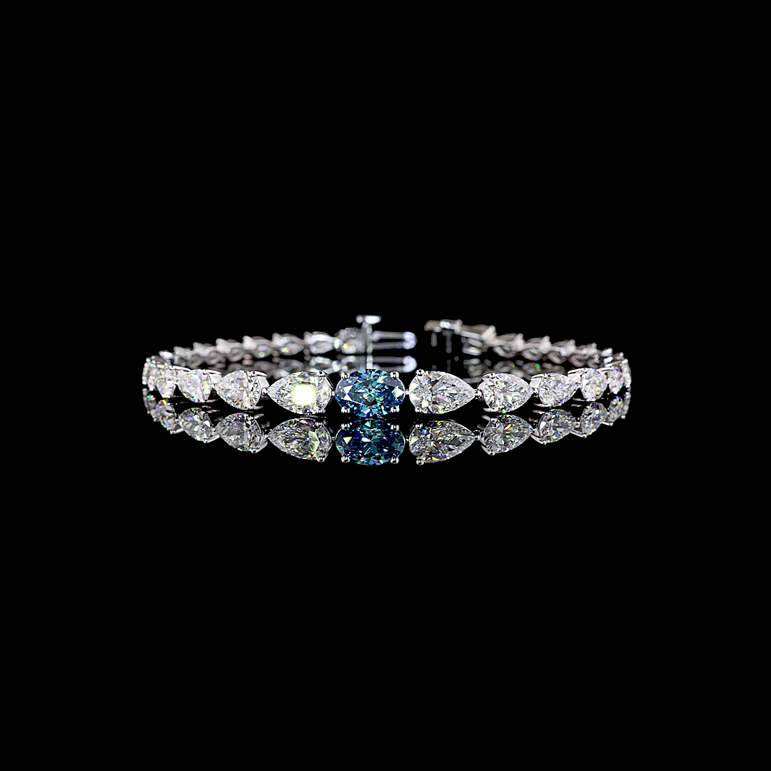 8.60 CTTW Oval Lab Grown Diamond Riviera Bracelet 7" (FV.BL Color and VS1 Clarity)