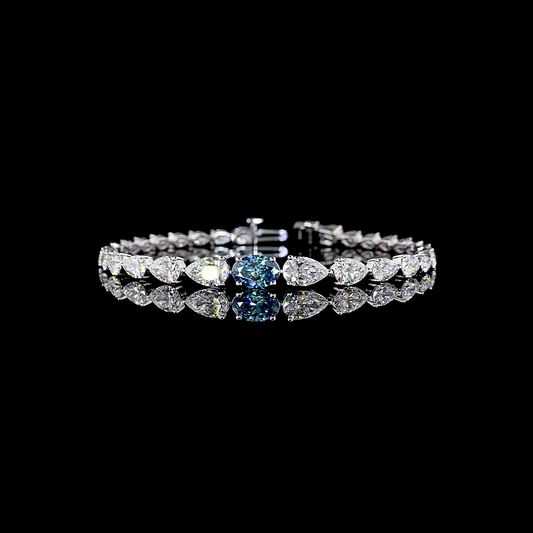 8.60 CTTW Oval Lab Grown Diamond Riviera Bracelet 7" (FV.BL Color and VS1 Clarity)