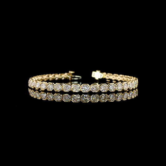 14.58 CTTW Octagon Lab Grown Diamond Tennis Bracelet 7" (E Color and VS1 Clarity)