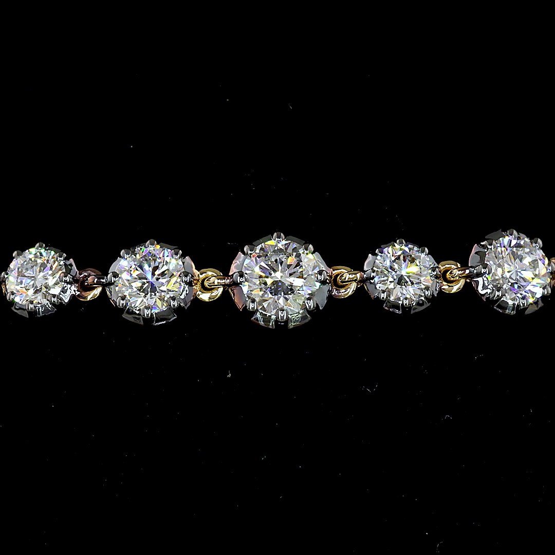 4.10 CTTW Round Lab Grown Diamond Station Bracelet 7" (E Color and VS1 Clarity)