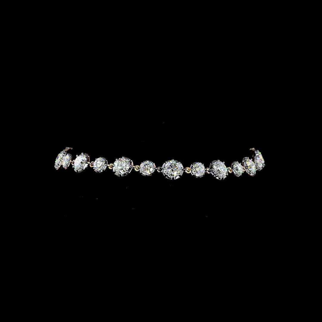 6.18 CTTW Round Lab Grown Diamond Station Bracelet 7" (E Color and VS1 Clarity)
