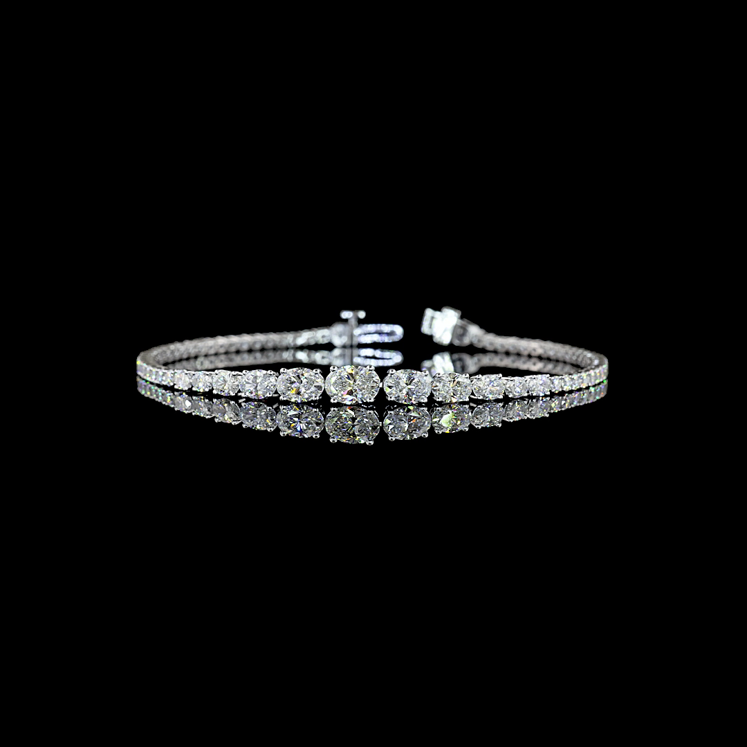 4.13 CTTW Oval Lab Grown Diamond Riviera Bracelet 7" (E Color and VS1 Clarity)