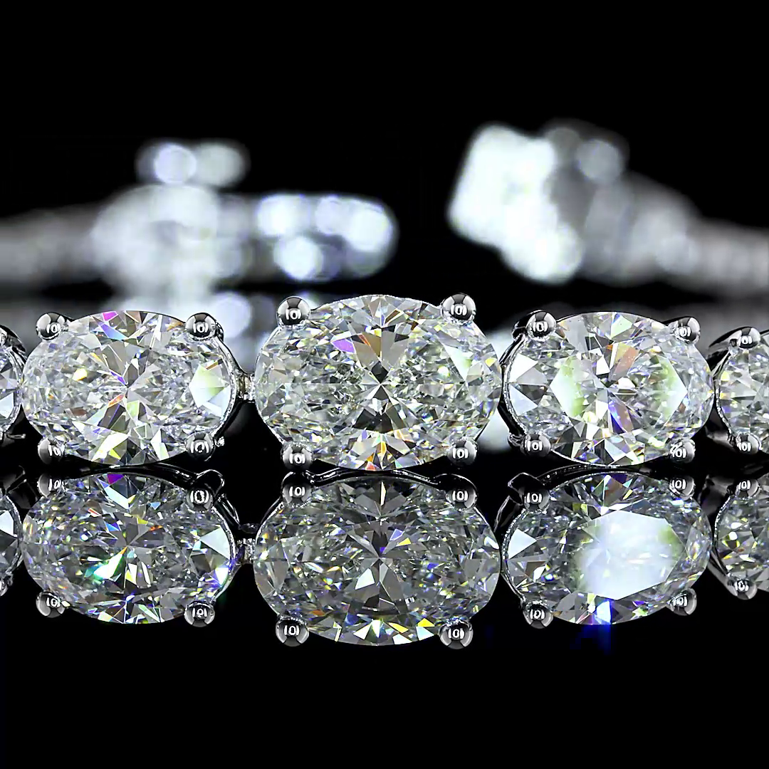 4.13 CTTW Oval Lab Grown Diamond Riviera Bracelet 7" (E Color and VS1 Clarity)