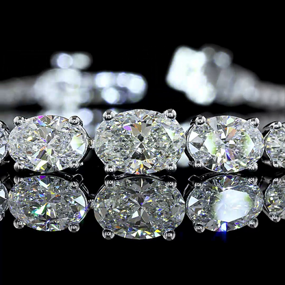 4.13 CTTW Oval Lab Grown Diamond Riviera Bracelet 7" (E Color and VS1 Clarity)