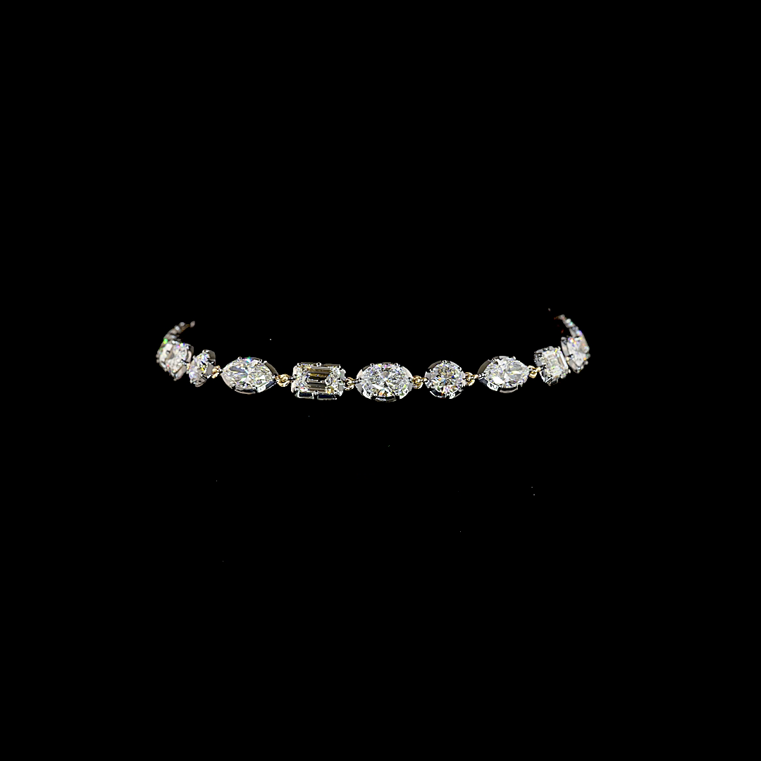 8.22 CTTW MIX Lab Grown Diamond Station Bracelet 7" (E Color and VS1 Clarity)