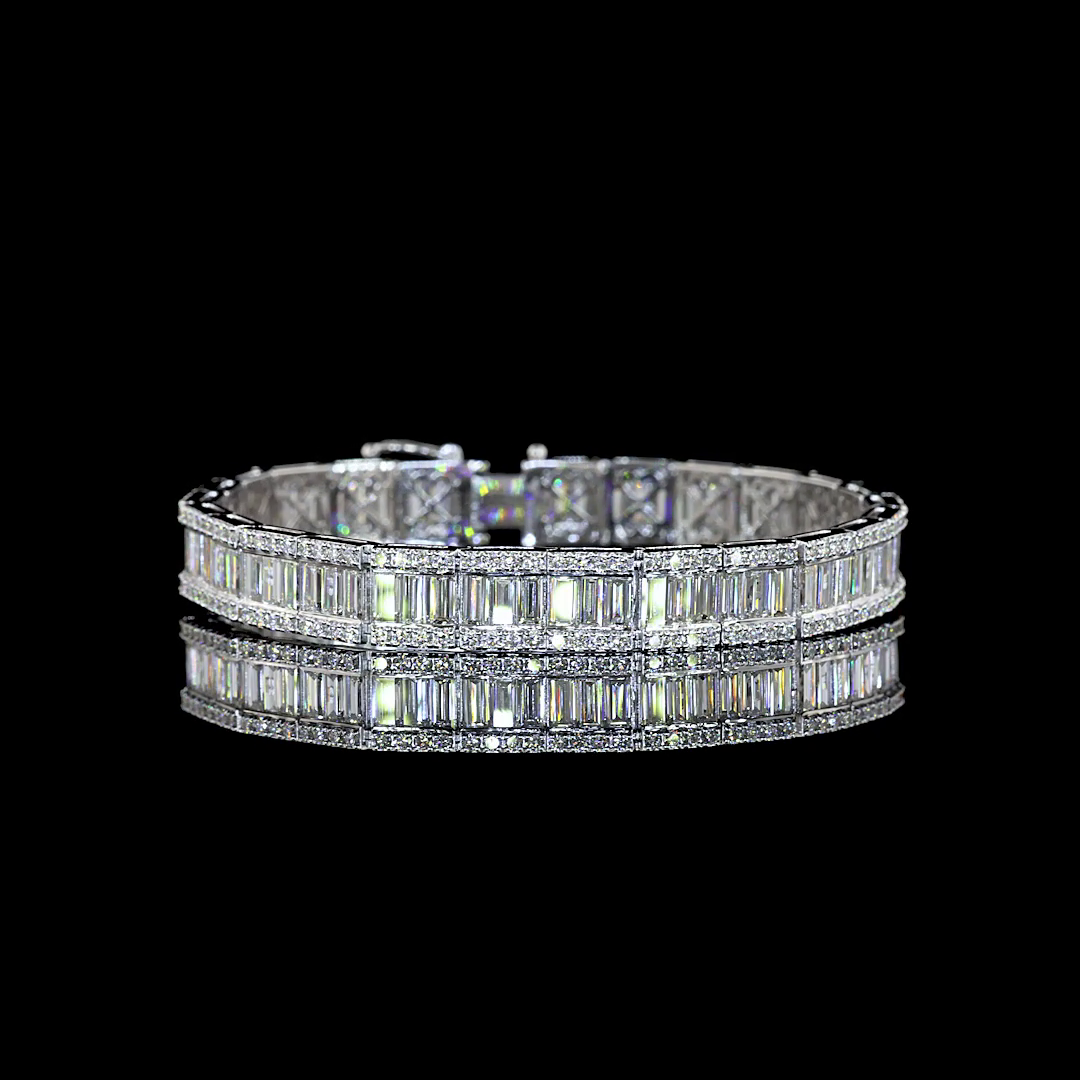 11.55 CTTW Baguette Lab Diamond Tennis Bracelet (E Color and VS1 Clarity)