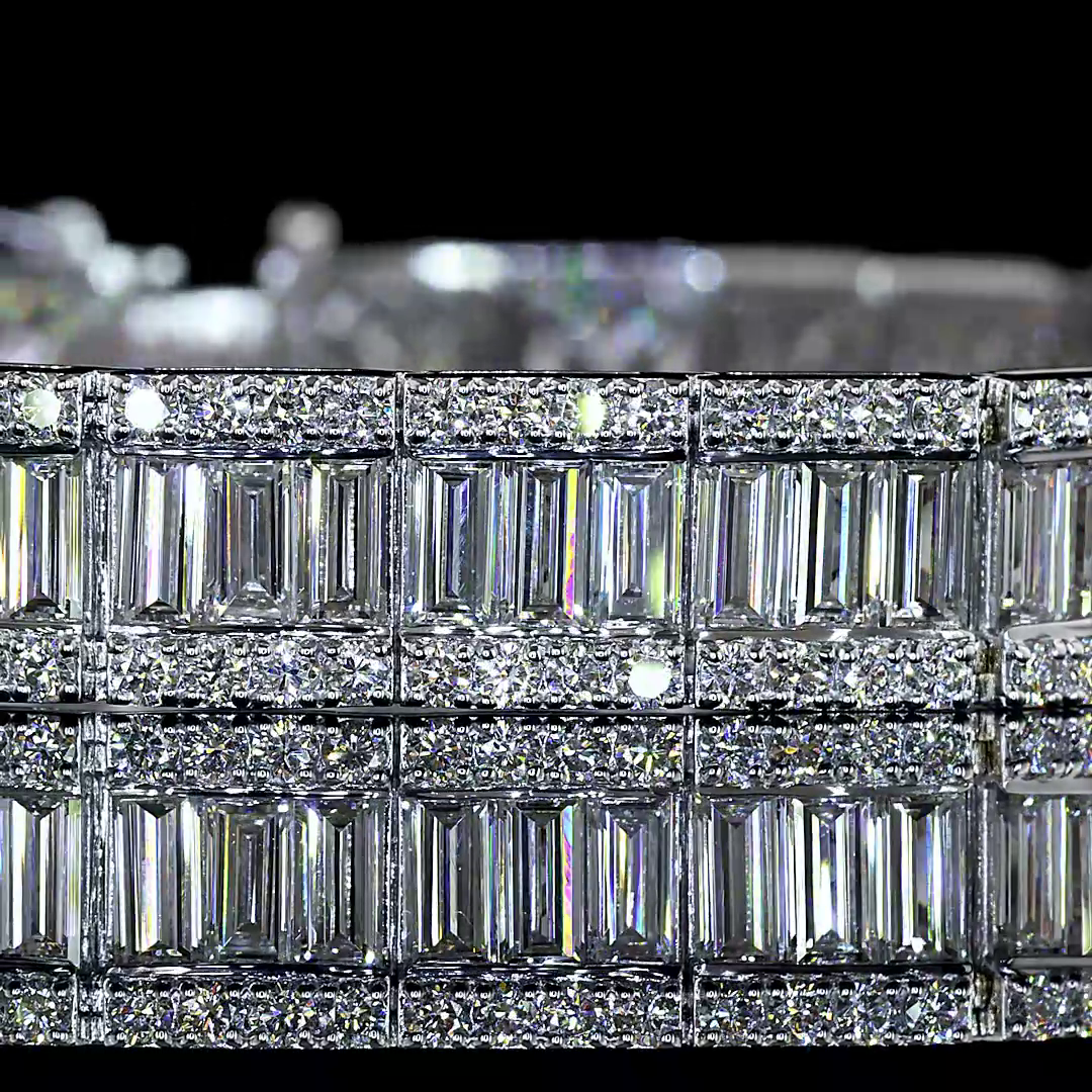 11.55 CTTW Baguette Lab Diamond Tennis Bracelet (E Color and VS1 Clarity)