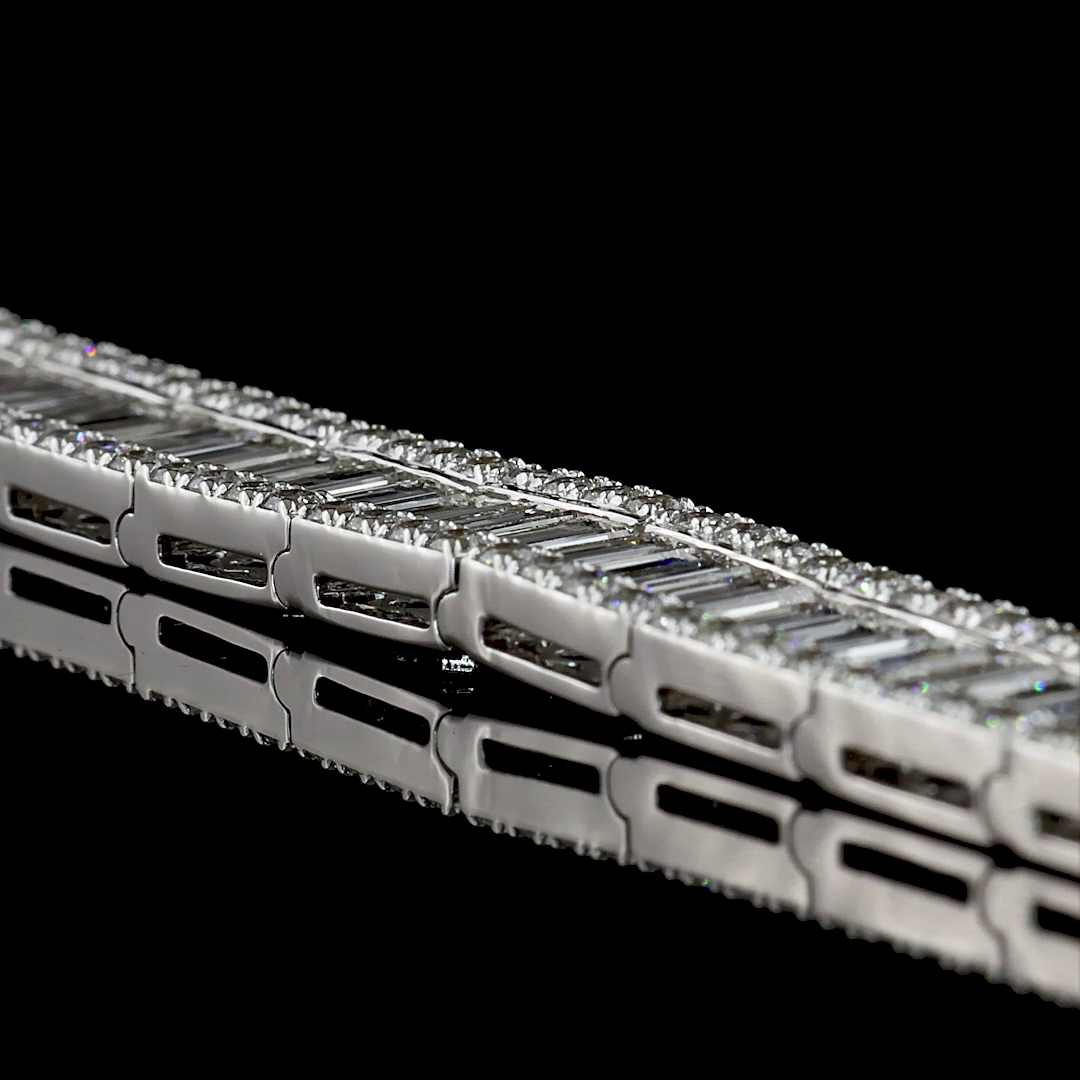 11.55 CTTW Baguette Lab Diamond Tennis Bracelet (E Color and VS1 Clarity)