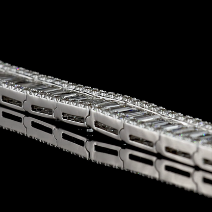 11.55 CTTW Baguette Lab Diamond Tennis Bracelet (E Color and VS1 Clarity)
