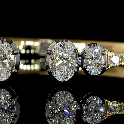 6.07 CTTW Oval Lab Grown Diamond Bangles Bracelet (E Color and VS1 Clarity)