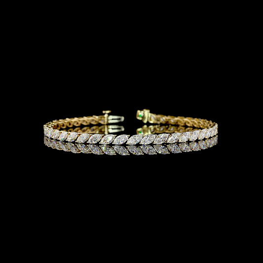 6.70 CTTW Marquise Natural Diamond Tennis Bracelet 7" (F+ Color and VS+ Clarity)