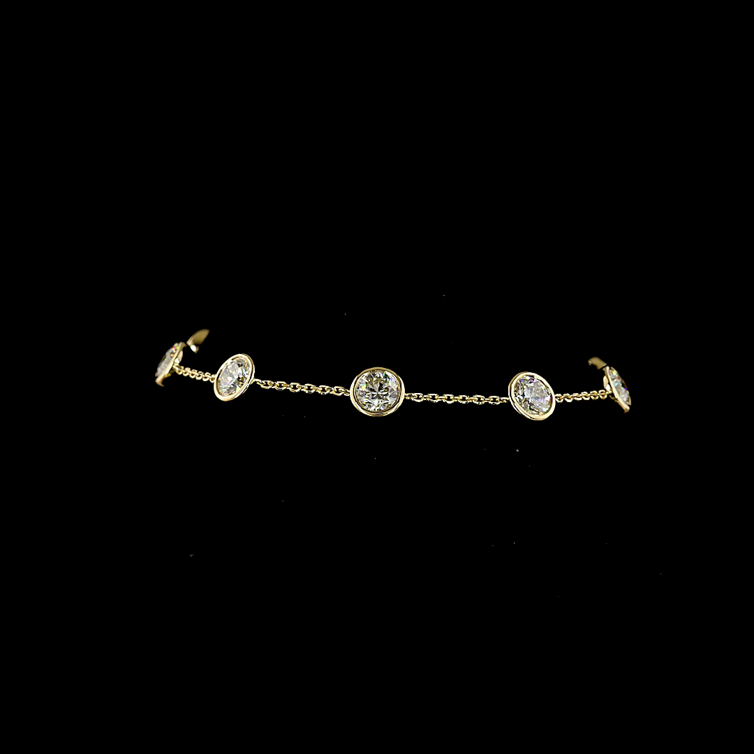 4.61 CTTW Round Lab Diamond Station Bracelet (E Color and VS1 Clarity)