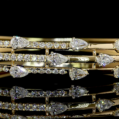 3.52 CTTW Pear Lab Grown Diamond Bangles Bracelet (E Color and VS1 Clarity)