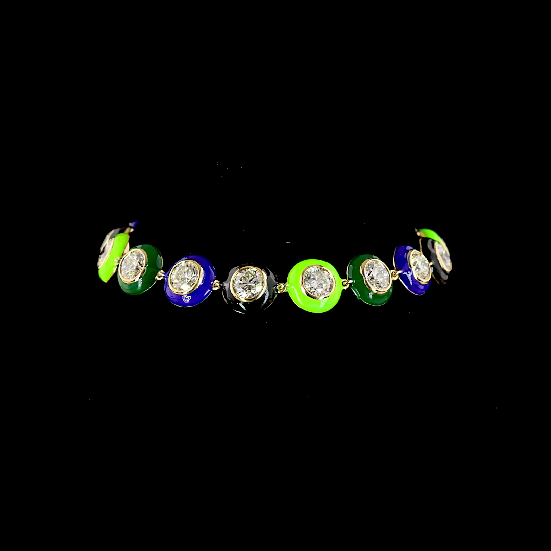 8.15 CTTW Round Lab Diamond Station Bracelet (E Color and VS1 Clarity)