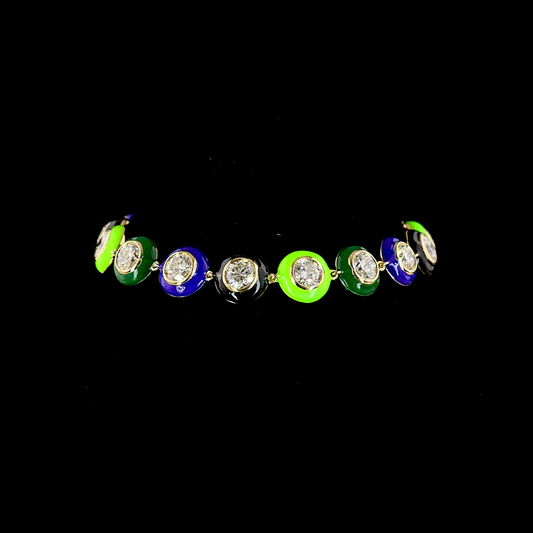 8.15 CTTW Round Lab Grown Diamond Station Bracelet 6.75" (E Color and VS1 Clarity)