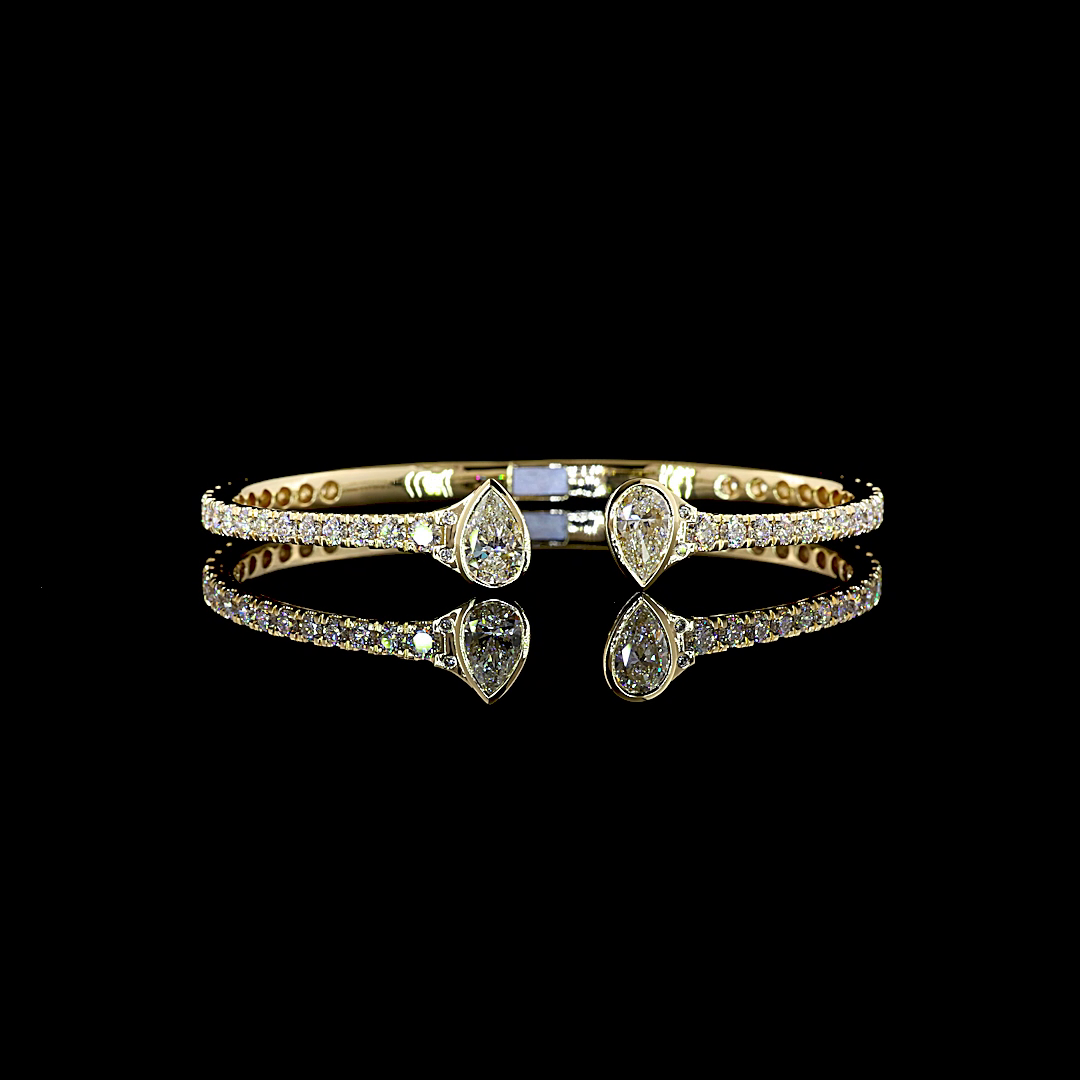 5.45 CTTW Pear Lab Grown Diamond Bangles Bracelet (F Color and VS1 Clarity)