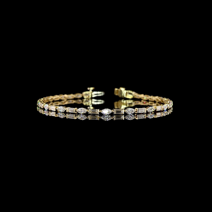 3.69 CTTW Marquise Lab Grown Diamond Tennis Bracelet 7" (E Color and VS1 Clarity)
