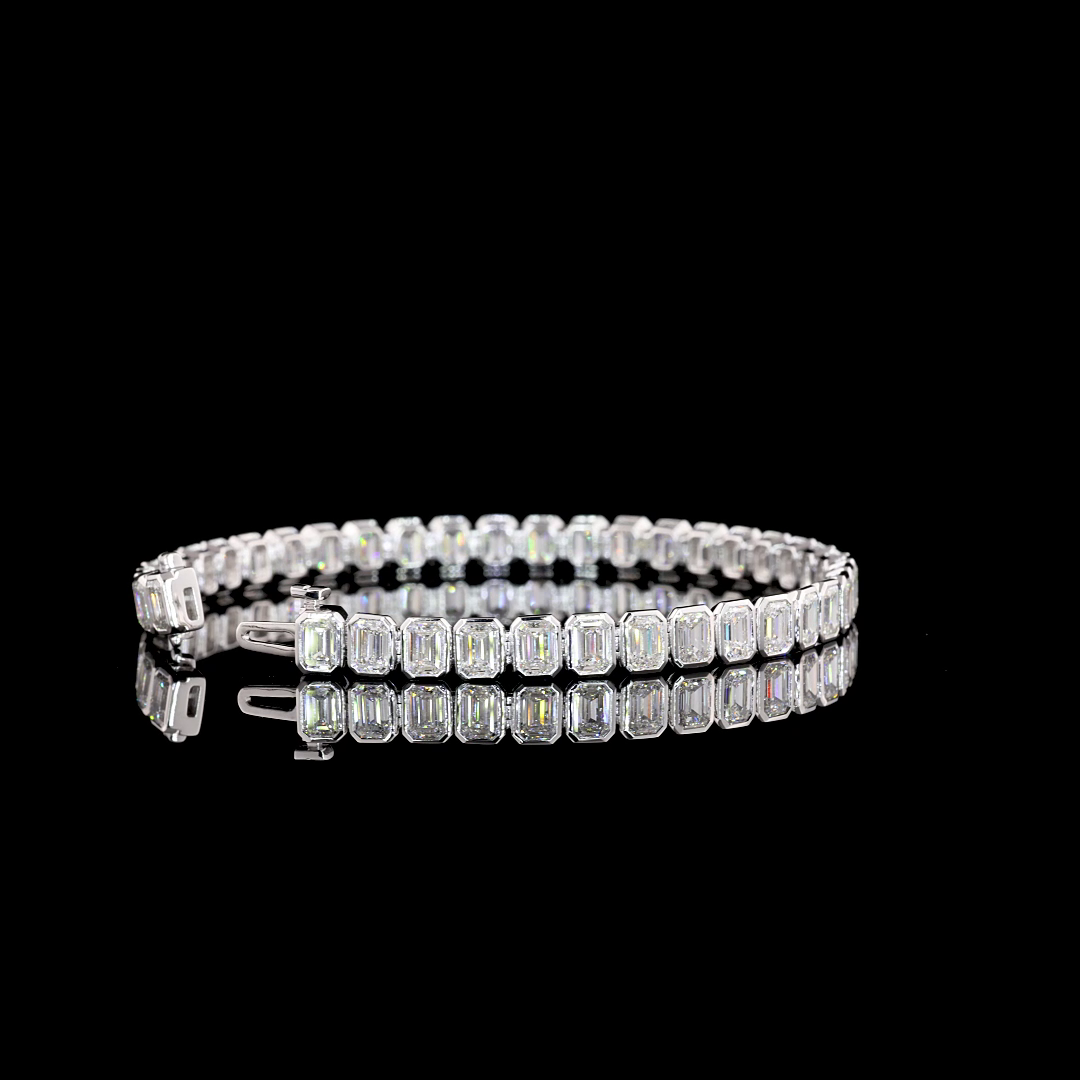 10.97 CTTW Emerald Lab Diamond Tennis Bracelet 7" 14k White Gold E Color and VVS2 Clarity jewelry-spot-usa