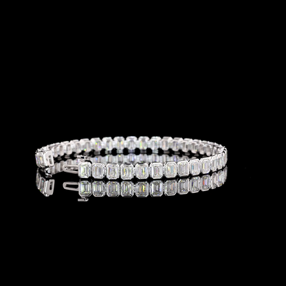 10.97 CTTW Emerald Lab Diamond Tennis Bracelet 7" 14k White Gold E Color and VVS2 Clarity jewelry-spot-usa