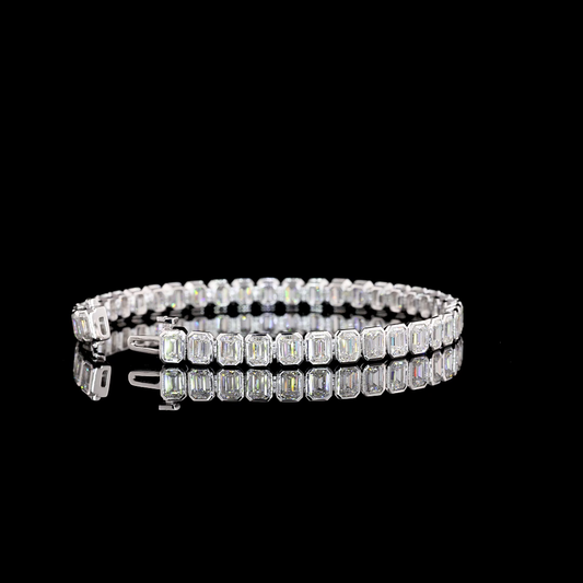 10.97 CTTW Emerald Lab Diamond Tennis Bracelet 7" 14k White Gold E Color and VVS2 Clarity jewelry-spot-usa