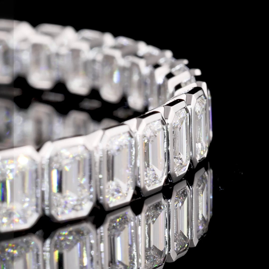 10.97 CTTW Emerald Lab Diamond Tennis Bracelet 7" 14k White Gold E Color and VVS2 Clarity jewelry-spot-usa