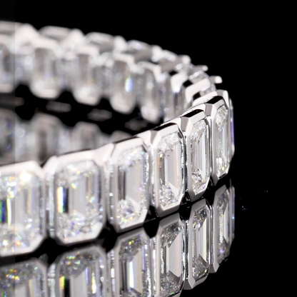 10.97 CTTW Emerald Lab Diamond Tennis Bracelet 7" 14k White Gold E Color and VVS2 Clarity jewelry-spot-usa